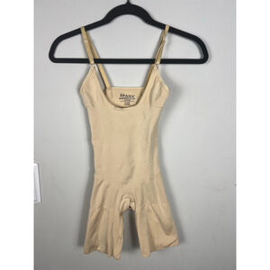 Spanx Power Series Mid Thigh Bodysuit Shapewear Nude Size Medium 10244R Adjustab